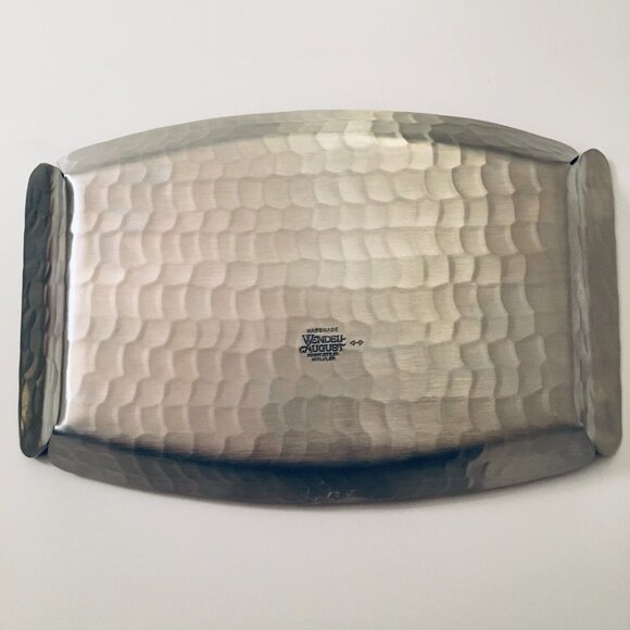 Handmade Bless Our Home Forged Aluminum Wendell August Silver Tray Platter - Picture 2 of 7